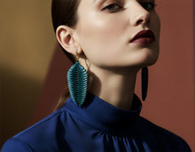 Load image into Gallery viewer, Statement Feather Drop Earrings