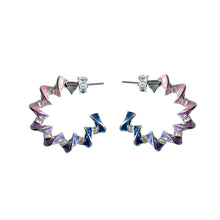 Load image into Gallery viewer, Statement Helix Hoop Silver & Enamel Earrings