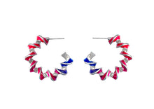 Load image into Gallery viewer, Statement Helix Hoop Silver & Enamel Earrings