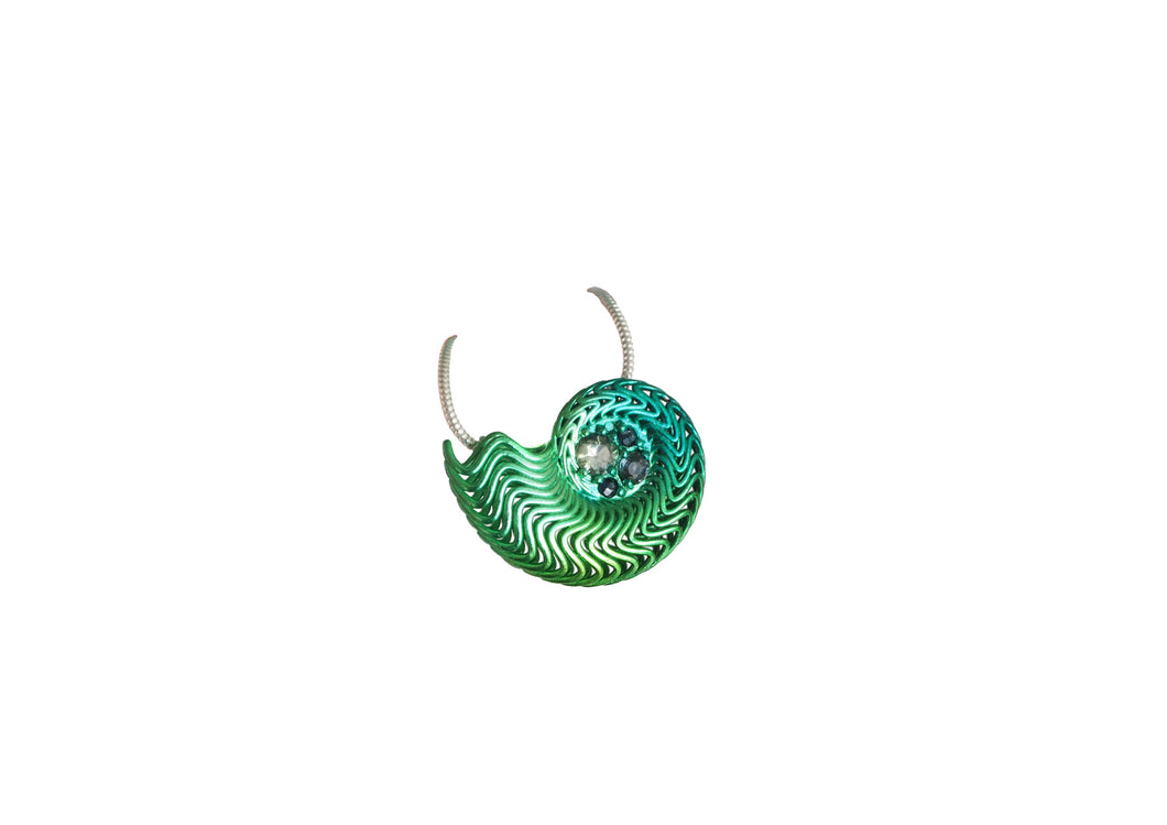 Ammonite Shell Sapphire  Pendant
