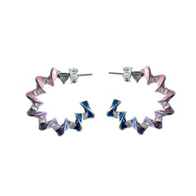 Load image into Gallery viewer, Statement Helix Hoop Silver &amp; Enamel Earrings
