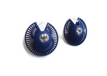Load image into Gallery viewer, Round Phase Crystal Earrings - Dark Blue
